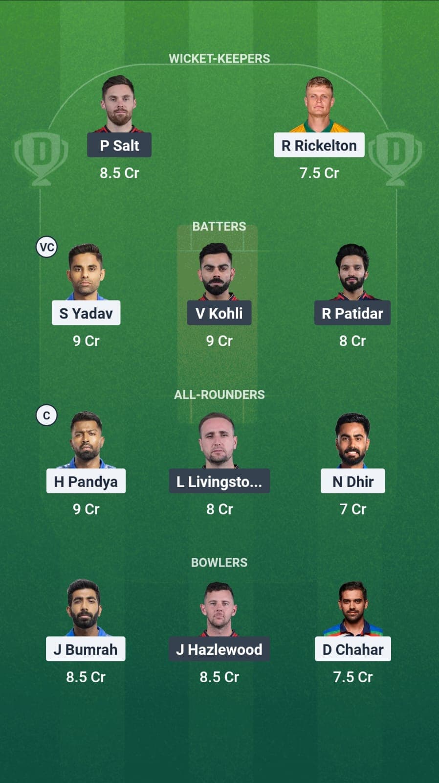RCBvsMI Dream11